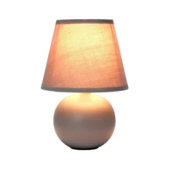 8.66" Petite Ceramic Orb Base Bedside Table Desk Lamp With Matching Tapered Drum Fabric Shade Gray - Creekwood Home -Home Decor Store GUEST ddcfae5f 0bcf 4f39 a04f ee5631056000
