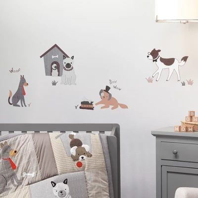 Lambs & Ivy Bow Wow Gray/Beige Dog/Puppy With Doghouse Wall Decals/Stickers 4 Lambs & Ivy Bow Wow Gray/Beige Dog/Puppy With Doghouse Wall Decals/Stickers - Image 2