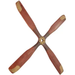 Wood Airplane Propeller 4 Blade Wall Decor With Aviation Detailing Brown - Olivia & May