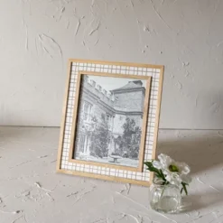 8X10 Inch Tan Plaid Fabric Picture Frame With MDF, Wood & Glass By Foreside Home & Garden