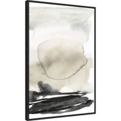 23" X 33" Horizon Triptych II By Jennifer Goldberger Framed Canvas Wall Art Print Black - Amanti Art