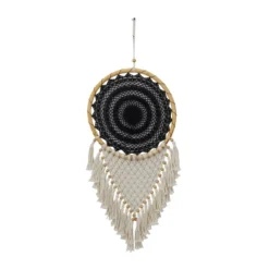 42" X 16" Cotton Macrame Handmade Intricately Woven Dreamcatcher Wall Decor With Beaded Fringe Tassels Black - Olivia & May -Home Decor Store GUEST e2e3a253 85ca 4a48 8029 d0f27269a0ec
