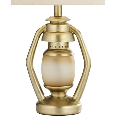 Franklin Iron Works Traditional Table Lamps With Night Light 25 1/4" High Set Of 2 Miner Lantern Gold Oatmeal Shade For Living Room Bedroom Home 10 Franklin Iron Works Traditional Table Lamps With Night Light 25 1/4" High Set Of 2 Miner Lantern Gold Oatmeal Shade For Living Room Bedroom Home - Image 8