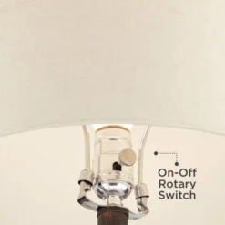 Franklin Iron Works Murphy Rustic Industrial Accent Table Lamp Miner Lantern 23" High Red Bronze Oatmeal Fabric Shade For Bedroom Living Room Office -Home Decor Store GUEST e483afa8 774f 47dd b6f1 6b16ce8f5d0f