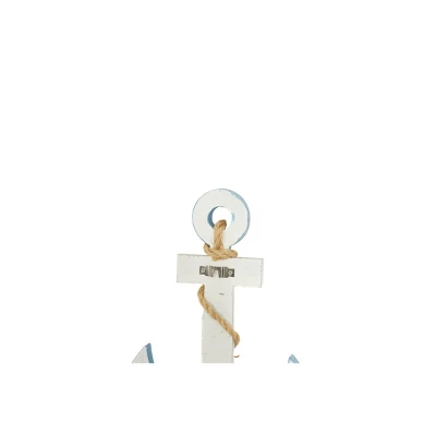 Wooden Anchor Wall Decor With Twisted Rope White - Olivia & May 4 Wooden Anchor Wall Decor With Twisted Rope White - Olivia & May - Image 2