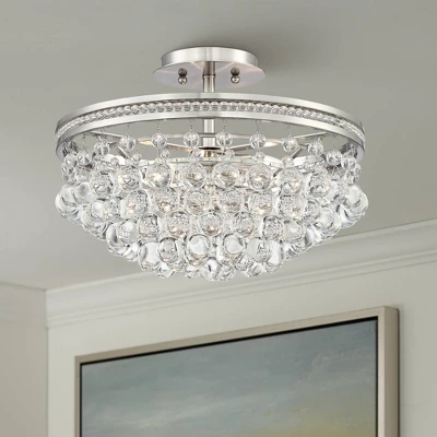 Vienna Full Spectrum Wohlfurst Modern Ceiling Light Semi Flush Mount Fixture 16" Wide Brushed Nickel 3-Light Clear Crystal For Bedroom Living Room 3 Vienna Full Spectrum Wohlfurst Modern Ceiling Light Semi Flush Mount Fixture 16" Wide Brushed Nickel 3-Light Clear Crystal For Bedroom Living Room