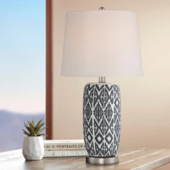 360 Lighting Modern Accent Table Lamps 23 1/2" High Set Of 2 White Gray Ceramic White Fabric Drum Shade Decor For Bedroom Living Room 13 360 Lighting Modern Accent Table Lamps 23 1/2" High Set Of 2 White Gray Ceramic White Fabric Drum Shade Decor For Bedroom Living Room -Home Decor Store GUEST e7205eb6 6d26 4034 97c4 f1e116a1ff77