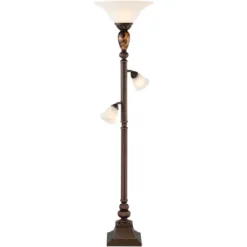 Kathy Ireland Mulholland Vintage Rustic Torchiere Floor Lamp With Side Lights 72" Tall Bronze Tortoise Shell Frosted Glass For Living Room Reading 15 Kathy Ireland Mulholland Vintage Rustic Torchiere Floor Lamp With Side Lights 72" Tall Bronze Tortoise Shell Frosted Glass For Living Room Reading -Home Decor Store GUEST e7d20fdf 8d36 4421 b36c cff044495e15