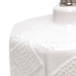 19" Contemporary Bohemian Ceramic Eyelet Pattern Floral Textured Bedside Table Lamp With Fabric Shade Off-White - Lalia Home -Home Decor Store GUEST e949fdb2 40f1 4eb4 bd3d 0494059d6991
