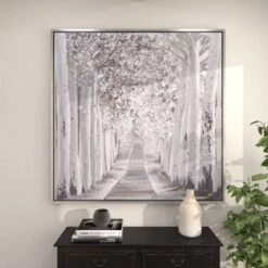 Canvas Landscape Trees Framed Wall Art With Silver Frame White - Olivia & May -Home Decor Store GUEST e9531723 141a 4931 8294 f82c317d2564