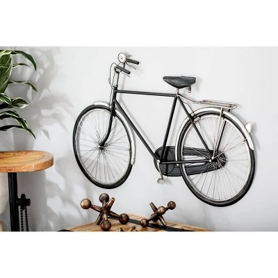 Modern Metal Bike Wall Decor With Seat And Handles Black - Olivia & May 3 Modern Metal Bike Wall Decor With Seat And Handles Black - Olivia & May
