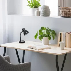 14.25" Traditional Fundamental Metal Desk Task Lamp And Bowl Shaped Shade With Flexi Gooseneck Black - Creekwood Home -Home Decor Store GUEST e9dd6fa6 80a4 4696 bd00 ad284296e1d0