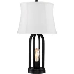 360 Lighting Marcel Industrial Table Lamps 24 1/4" High Set Of 2 Black With USB Charging Port And Nightlight LED Cream Shade For Bedroom Bedside Desk -Home Decor Store GUEST ea3a164c fa0b 40e2 a3ea 4302b9441968