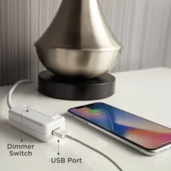 Franklin Iron Works Modern Industrial Desk Lamp 29" Tall With USB Charging Port Bronze Metal Cognac Glass Shade For Bedroom Living Room House Bedside -Home Decor Store GUEST ebc0f417 de2e 4349 b9ed c3ead5843cdf