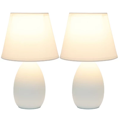 9.45" 2pk Petite Ceramic Oblong Bedside Table Desk Lamps With Matching Tapered Drum Shade Off-White - Creekwood Home 3 9.45" 2pk Petite Ceramic Oblong Bedside Table Desk Lamps With Matching Tapered Drum Shade Off-White - Creekwood Home