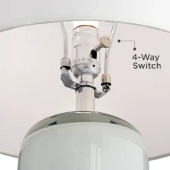 Possini Euro Design Modern Table Lamp With USB Charging Port And Nightlight LED 25" High Blue Art Glass White Shade For Bedroom Desk (Color May Vary) -Home Decor Store GUEST ecbfc282 7c8f 4e9d a69d a343b3107f18