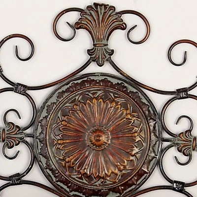 Rustic Metal Ornamental Wall Decor Dark Brown - Olivia & May 5 Rustic Metal Ornamental Wall Decor Dark Brown - Olivia & May - Image 3