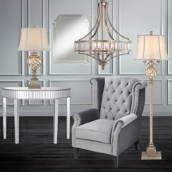 Vienna Full Spectrum Soft Silver Chandelier 24" Wide Crystal Glass 4-Light Fixture For Dining Room House Kitchen Bedroom -Home Decor Store GUEST ef9a4103 2b72 4b83 97e3 f98ae76085f6