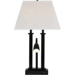 Possini Euro Design Deacon Modern Desk Table Lamp 26" High Black With USB And AC Power Outlet In Base LED Reading Light Oatmeal Shade For Office Desk 16 Possini Euro Design Deacon Modern Desk Table Lamp 26" High Black With USB And AC Power Outlet In Base LED Reading Light Oatmeal Shade For Office Desk -Home Decor Store GUEST efd25cd0 03ff 4525 9c95 47769c851aab
