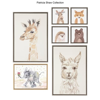 23" X 33" Sylvie Watercolor Alpaca Framed Canvas Wall Art By Patricia Shaw Gray - Kate And Laurel 6 23" X 33" Sylvie Watercolor Alpaca Framed Canvas Wall Art By Patricia Shaw Gray - Kate And Laurel - Image 4