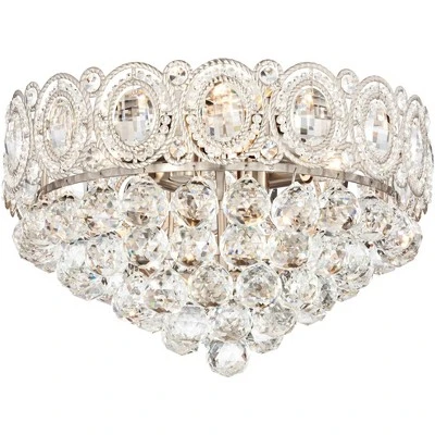 Vienna Full Spectrum Moira Vintage Ceiling Light Flush Mount Fixture 16" Wide Satin Nickel 6-Light Clear Crystal Balls For Bedroom Kitchen Living Room 5 Vienna Full Spectrum Moira Vintage Ceiling Light Flush Mount Fixture 16" Wide Satin Nickel 6-Light Clear Crystal Balls For Bedroom Kitchen Living Room - Image 3