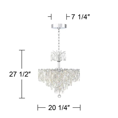 Vienna Full Spectrum Villette Chrome Chandelier 27 1/2" Wide Modern Cascade Crystal 6-Light LED Fixture For Dining Room Foyer Kitchen Island Entryway 10 Vienna Full Spectrum Villette Chrome Chandelier 27 1/2" Wide Modern Cascade Crystal 6-Light LED Fixture For Dining Room Foyer Kitchen Island Entryway - Image 8