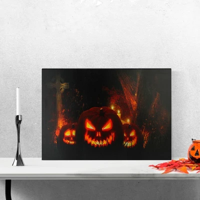 Northlight LED Lighted Jack-O-Lanterns In A Cemetery Halloween Canvas Wall Art 23.5" X 15.5" 3 Northlight LED Lighted Jack-O-Lanterns In A Cemetery Halloween Canvas Wall Art 23.5" X 15.5"