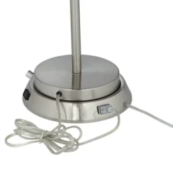 360 Lighting Modern Table Lamp With Dimmable USB And AC Power Outlet Workstation Base 24.5" High Brushed Nickel Droplet White Shade Bedroom Desk -Home Decor Store GUEST f485576e a842 4878 9a51 a5ea7ce04759