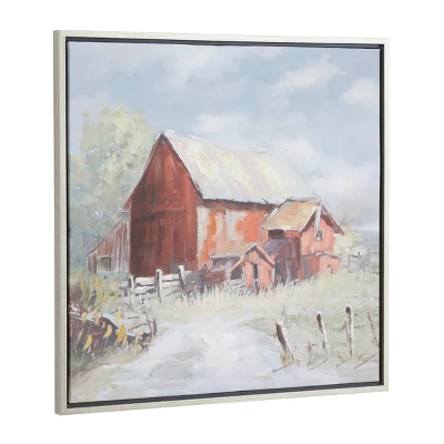 Canvas Landscape Barn Framed Wall Art With Silver Frame Multi Colored - Olivia & May 7 Canvas Landscape Barn Framed Wall Art With Silver Frame Multi Colored - Olivia & May - Image 5