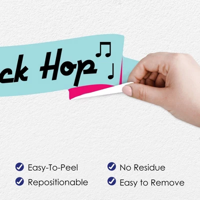 Big Dot Of Happiness 50’s Sock Hop - Peel And Stick 1950s Rock N Roll Party Decoration - Wall Decals Backdrop 4 Big Dot Of Happiness 50’s Sock Hop - Peel And Stick 1950s Rock N Roll Party Decoration - Wall Decals Backdrop - Image 2