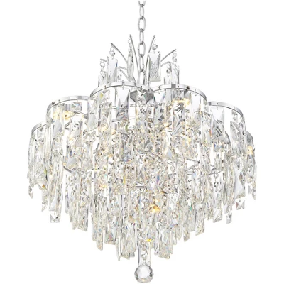 Vienna Full Spectrum Villette Chrome Chandelier 27 1/2" Wide Modern Cascade Crystal 6-Light LED Fixture For Dining Room Foyer Kitchen Island Entryway 4 Vienna Full Spectrum Villette Chrome Chandelier 27 1/2" Wide Modern Cascade Crystal 6-Light LED Fixture For Dining Room Foyer Kitchen Island Entryway - Image 2