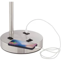 360 Lighting Colby Modern Desk Lamps 21" High Set Of 2 Brushed Nickel With USB And AC Power Outlet In Base White Linen Drum Shade For Bedroom Office 12 360 Lighting Colby Modern Desk Lamps 21" High Set Of 2 Brushed Nickel With USB And AC Power Outlet In Base White Linen Drum Shade For Bedroom Office -Home Decor Store GUEST fad606be 1699 4c79 95f7 0fb64c518c55