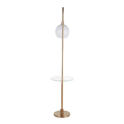 Trombone Contemporary/Glam Floor Lamp With Metal And Glass Shelf Gold (Includes LED Light Bulb) - LumiSource 6 Trombone Contemporary/Glam Floor Lamp With Metal And Glass Shelf Gold (Includes LED Light Bulb) - LumiSource - Image 4
