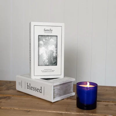 4X6 Inch "Family" Picture Box White Fabric, MDF & Glass By Foreside Home & Garden 3 4X6 Inch "Family" Picture Box White Fabric, MDF & Glass By Foreside Home & Garden