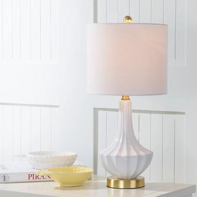 21.5" Ceramic Parker Mini Table Lamp (Includes LED Light Bulb) White - JONATHAN Y 3 21.5" Ceramic Parker Mini Table Lamp (Includes LED Light Bulb) White - JONATHAN Y